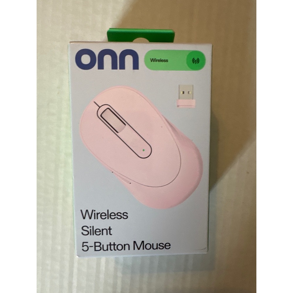 Onn Wireless Silent 5-Button Mouse Pink 1600 DPI USB Nano Receiver New